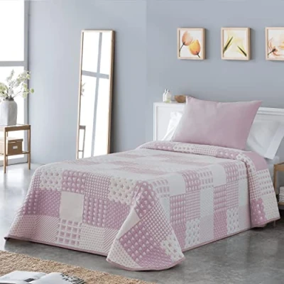 Image of VIALMAN Bedspread Sofia 21 Single Bed Stars Quilt Coverlet Colour Pink Size 180 x 270 cm &amp; Sofa Throw