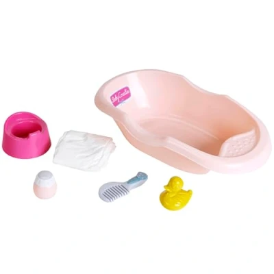 Image of Theo Klein 1678 Baby Coralie bathtub With bath and care accessories I a funny rubber duck Dimensions of the doll&#039;s bathtub: 42 cm x 24 11 Toys for children aged 3 over