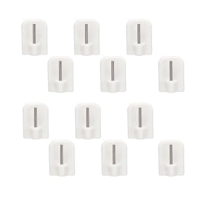 Image of Lmyzcbzl Self Adhesive Hooks, 12 Pcs Plastic Sticky Curtain Net End Window Hook, for Pole Support