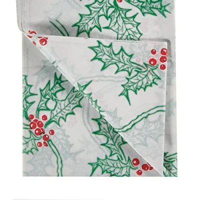 Image of Christmas Holly Tissue Paper, White, 500mm x 750mm Acid Free MG 10 sheets