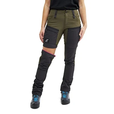 Image of RevolutionRace Women’s RVRC GP Pro Zip Off Trousers, Durable, Ventilated and Convertible Trousers for All Outdoor Activities, Dark Olive, XXL