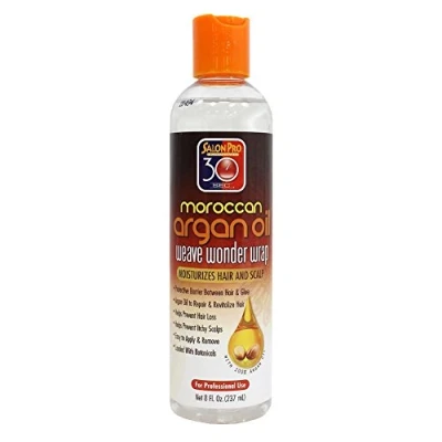 Image of Salon Pro 30 Sec Moroccan Argan Oil Weave Wonder Wrap Moisturizes Hair &amp; Scalp 8oz Clear by