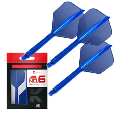 Image of TARGET Darts K Flex Integrated Dart Flight And Shaft, No.6 Blue (Medium) Pack Of 3 No 6, Precision Moulded 2 In 1 Flights Stem Professional Accessories