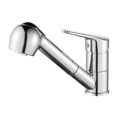 Image of Ibergrif Roma Kitchen Sink Mixer taps with Pull Out Spray Head, Chrome, Silver M14550