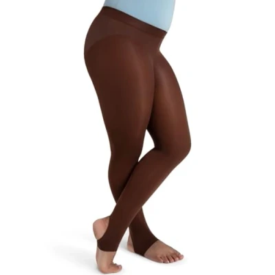 Image of Capezio Girls&#039; Ultra Soft Self Knit Waistband Stirrup Tight Hosiery, Java, One Size