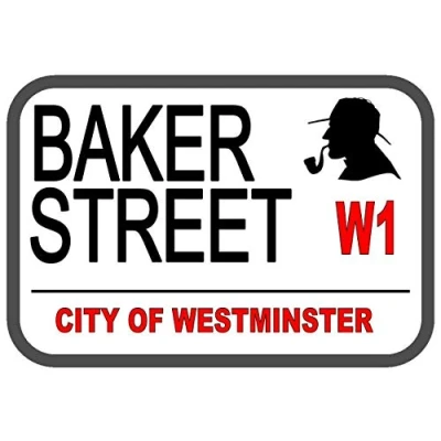 Image of Inga Sherlock Holmes Baker Street Metal Sign Retro Decor Plaque 8X12 inch