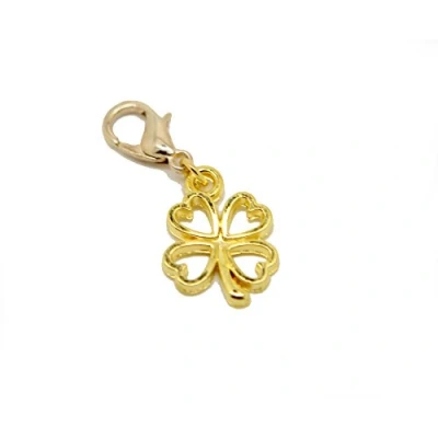 Image of JewelleryJoy Lucky Clover Hollow Gold Plated Clip On Charms Pendants in Organza Gift Bag