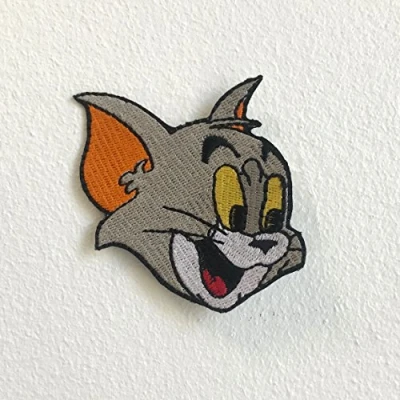 Image of Tom Face and Jerry Cartoon cat Iron Sew On Embroidered Patch