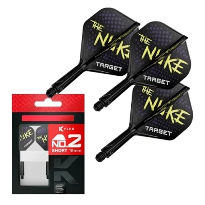 Image of TARGET Darts Luke Littler K Flex Flights and Shaft System, No.2 Short (19mm) Pack of 3 Kflex All In One Flights, Player Edition Accessories No 2 Flight &amp; Dart Stem