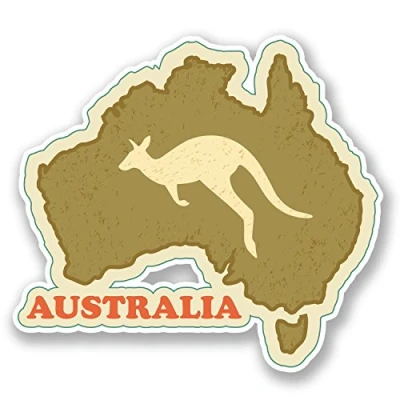 Image of 2 x Australia Sticker Car Bike Laptop Decal Kangaroo Travel Luggage #4214 (10cm Wide 9.2cm Tall)