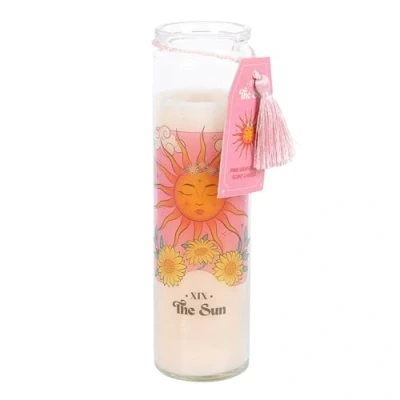 Image of Sun Tarot Pink Grapefruit Scented Candle Aesthetic Room Decor, Celestial Dreams Home Accessories, Unique Space Lighting, Energizing Citrus Fragrance