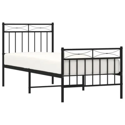 Image of vidaXL Metal Bed Frame without Mattress with Footboard Black 80x200cm
