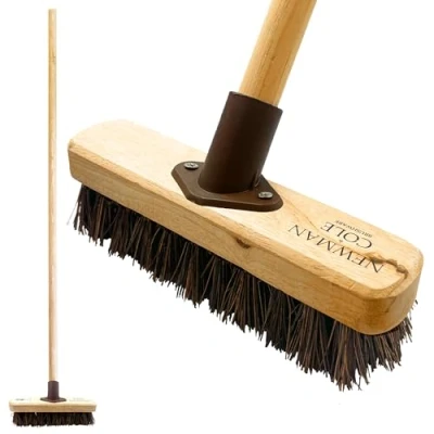 Image of Deck Scrubber Brush with Handle Wooden Pole Stiff Floor Broom Head Hard Bristle For Cleaning Patio Decking &amp; Garden Pathways By Newman and Cole (Unassembled, Pack of 1)