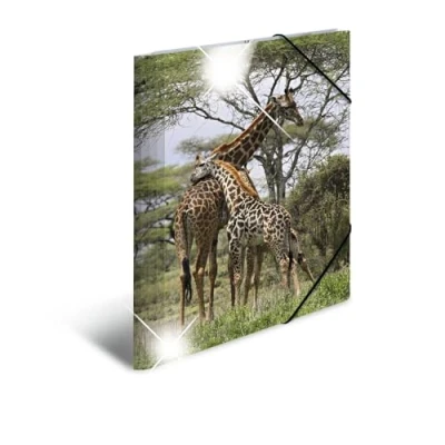 Image of HERMA Elastic Folder Animals with Giraffe Motif, A4, Glossy Plastic, Inner Print, 1 Span