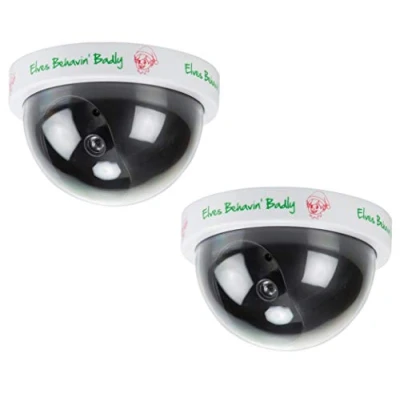 Image of Set of 2 Naughty Little Xmas Elf Dummy Surveillance Camera with Flashing Light