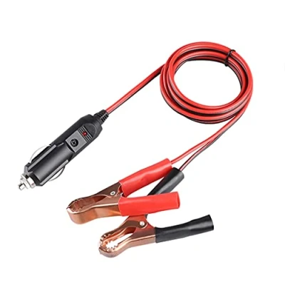 Image of Alligator Clamp to Male Cigarette Lighter Extension Cable,Car Battery Car Power Adapter Plug Socket Cord w/ 15A Fuse PLMN