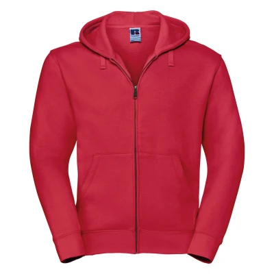 Image of Russell Athletic Mens Authentic Full Zip Hooded Sweatshirt / Hoodie (Classic Red) Size Medium