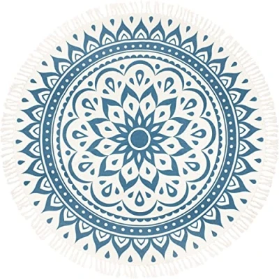 Image of Sonic Energy Meditation Rug Round 200 cm Navy Blue Washable For Meditation, Yoga, Decoration Polyester Drawstring Bag Included (MMR1NB)