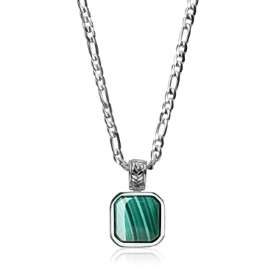 Image of COAI Figaro Chain Square Malachite Stone Pendant Necklace 45cm