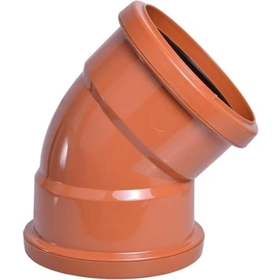 Image of 110MM Orange Underground Pipe Fittings, Push Fit Fittings Double Socket 45 Bend Elbow