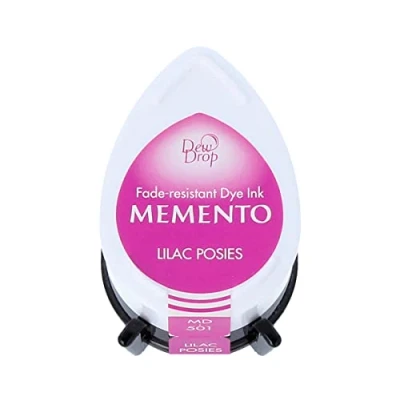 Image of Tsukineko Memento Dew Drop Ink Pads for Stamping Purple, Lilac Posies Small Translucent Waterproof, Archival Embossing