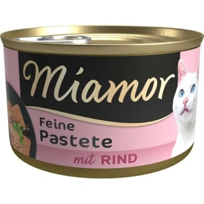 Image of MIAMOR Pate Wet Food for Adult Cats with Natural Taurine. Cereal Free Complete in a Tin without Soy and Artificial Additives 12 x 85 g Beef