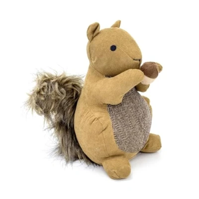 Image of Squirrel with Nut Doorstop Shaped Door Stop Fabric Animal Decorative Weighted Dog Stopper Brown