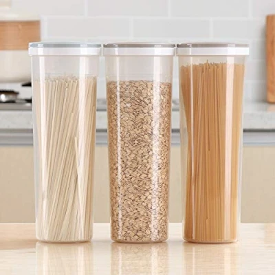 Image of Lankater Pasta Storage Container 1pccereal Containers, Multi purpose Kitchen Plastic with Rotating Lid for Storing Pasta, Cereals, Spaghetti