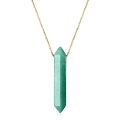 Image of COAI Hexagonal Pointed Necklace Simple Bar Green Aventurine for Women