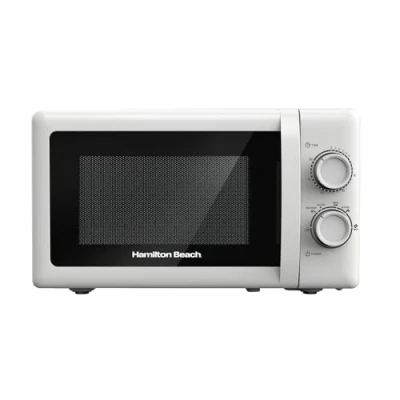 Image of Hamilton Beach Microwave, 20L, 700W, Stainless Steel Cavity, Manual Control, 5 Power Levels, Quick Defrost, 30 Min Timer, White HBMX79SSW