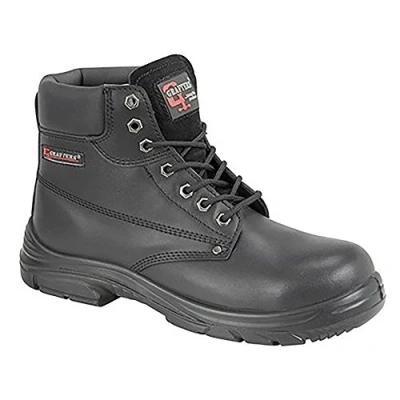 Image of MENS GRAFTERS BLACK LEATHER WIDE FITTING SAFETY WORK BOOTS SIZE 613 M9503A (UK8/EU42)