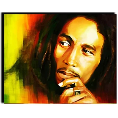 Image of WANGMAOMAO Paint by Numbers for Adults Children Portrait of a Colorful bob Singer 16x20 Inch Linen Canvas Acrylic DIY Number Painting Kits Hand Painted Oil Wall Art Decor Gifts Frameless
