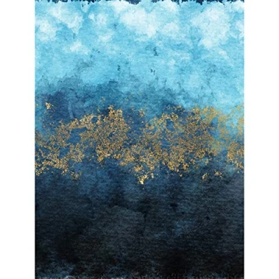 Image of Wee Blue Coo Abstract And Gold Watercolour Large Wall Art Print Canvas Premium Poster