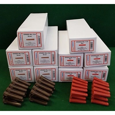 Image of 500 x 5.5mm RED &amp; 7mm Brown Plastic Expansion Wall Fixing Raw Rawl Plug