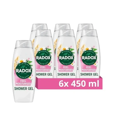 Image of Radox Mineral Therapy Feel Moisturised Shower Gel Body Wash with a chamomile &amp; oat fragrance for soothing experience 6x 450 ml