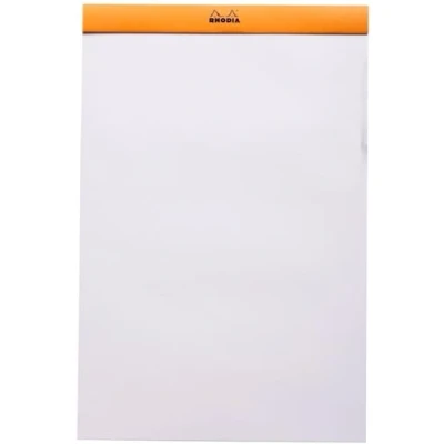 Image of RHODIA 19000C Stapled Notepad N19 Orange A4+ 80 Detachable Sheets Plain White Clairefontaine Paper g/m Soft, Resistant and Waterproof Coated Card Cover Basics