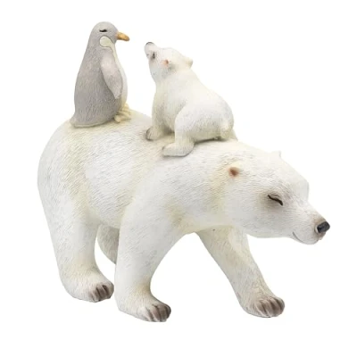 Image of The Leonardo Collection Polar Bear Baby &amp; Penguin Figurine For Home Office Decor Ornaments Gift Women Men Beautiful Indoor Outdoor Living Room