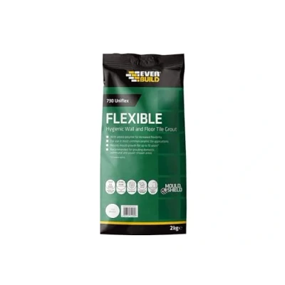 Image of Everbuild 730 Universal Flexible Hygienic Wall and Floor Tile Grout For Use With Joints Up to 15mm wide White 2.5kg