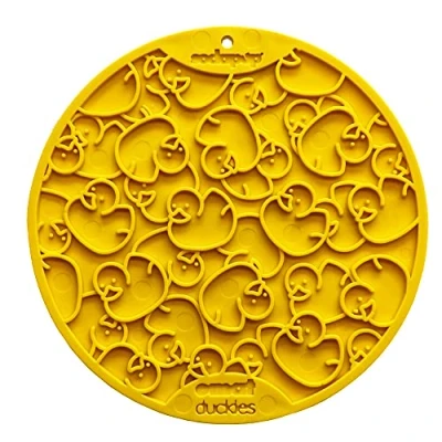 Image of SodaPup Duckies eMat Durable Lick Mat Feeder with Suction Cups Made in USA from Non Toxic, Pet Safe, Food Safe Rubber for Mental Stimulation, Digestive Health, Avoid Overfeeding, Calming, More