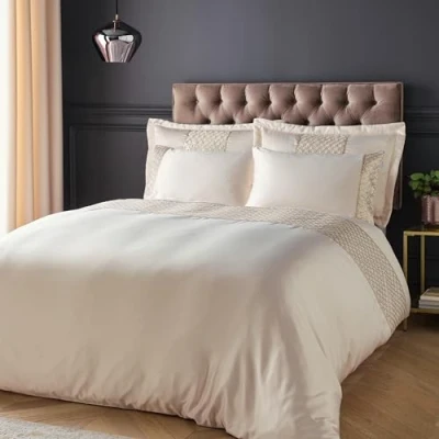 Image of Catherine Lansfield Deco Sequin King Duvet Cover Set with Pillowcases Champagne Gold