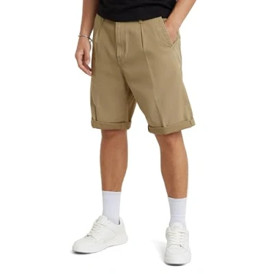 Image of G STAR RAW Men&#039;s Pleated Chino Shorts, Beige/khaki (safari D24544 C962 B444), 31