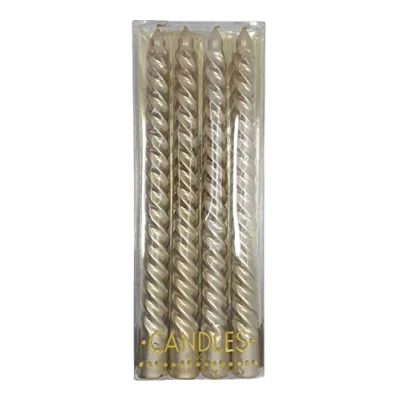 Image of Set Of 4 Spiral Twist Table Candles Gold