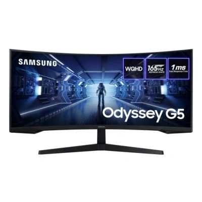 Image of Samsung Odyssey G5 LC34G55TWWPXXU 34&quot; 1000R Curved Gaming Monitor 165Hz, 1ms, 1440p WQHD, Freesync Premium, HDR10, HDMI, Displayport (Renewed)