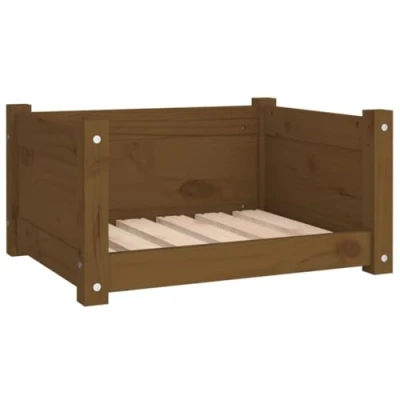 Image of vidaXL Solid Pine Wood Dog Bed in Honey Brown Secure &amp; Comfortable, Minimalistic Design, Easy Assembly, Perfectly Sized