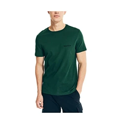 Image of Nautica Men&#039;s Short Sleeve Crew Neck T Shirt, Tidal Green Solid, Large