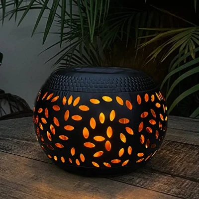 Image of pearlstar Solar Lanterns for Outside, Table Lamps Outdoor Garden Waterproof, LED Flickering Flame Lights Decorative PK1 Black