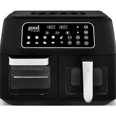 Image of GF17015 Good Food in Partnership with Tower, 10L Dual Side Oven &amp; Basket Air Fryer Vizion Viewing Windows, 10 Pre sets, Match Cook Sync Functions, 2400W, Black