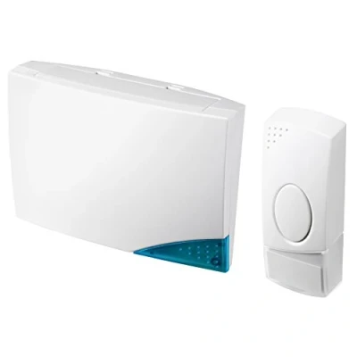 Image of Masterplug Wireless Doorbell Push Button, Battery Operated, White with Visual Indicator