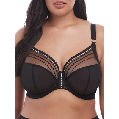 Image of Elomi Womens Matilda Plunge Side Support Bra Black Polyamide Size 38E