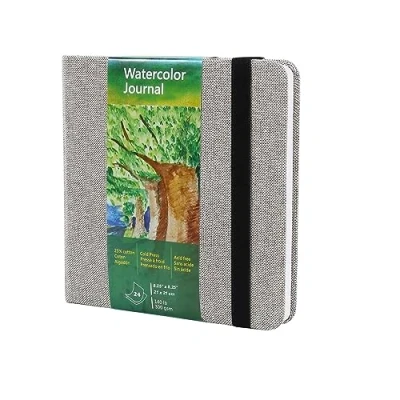 Image of tumuarta Square Watercolor Journal, 300 GSM, 25% Cotton, 21x21 cm, Cold Press, 24 Sheets, Acid Free, Micro Perforated, Paper Notebooks for Use As Travel Sketchbook and Mixed Med (Grey)